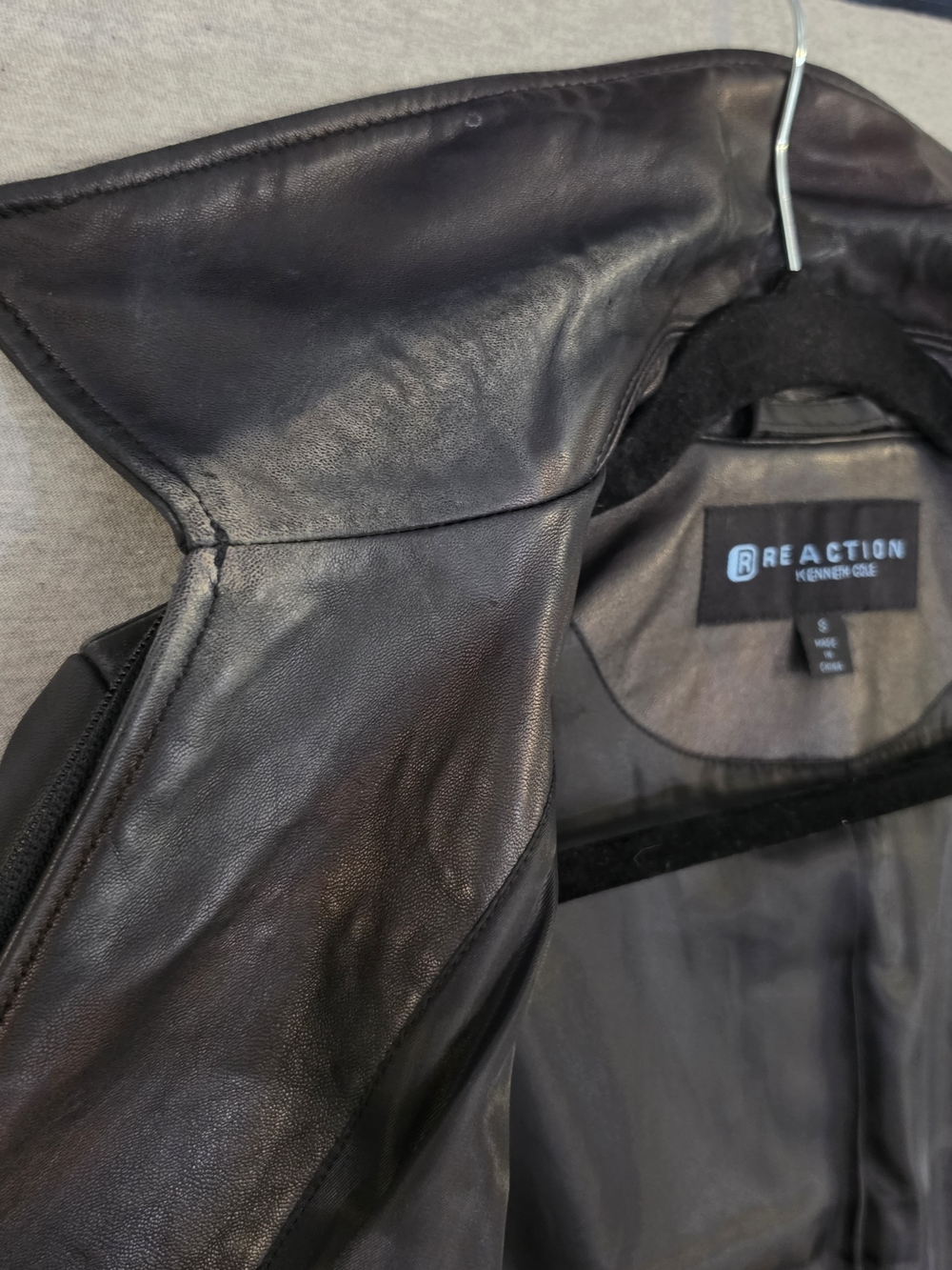Kenneth Cole Reaction Black Leather Zip-Front Jacket - Picture 7 of 16